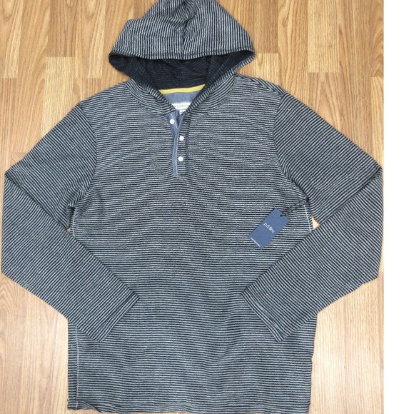 PAPER DENIM & CLOTH LIGHTWEIGHT HOODED SWEATER 100% COTTON BLACK & GRAY LARGE, L - Picture 1 of 5